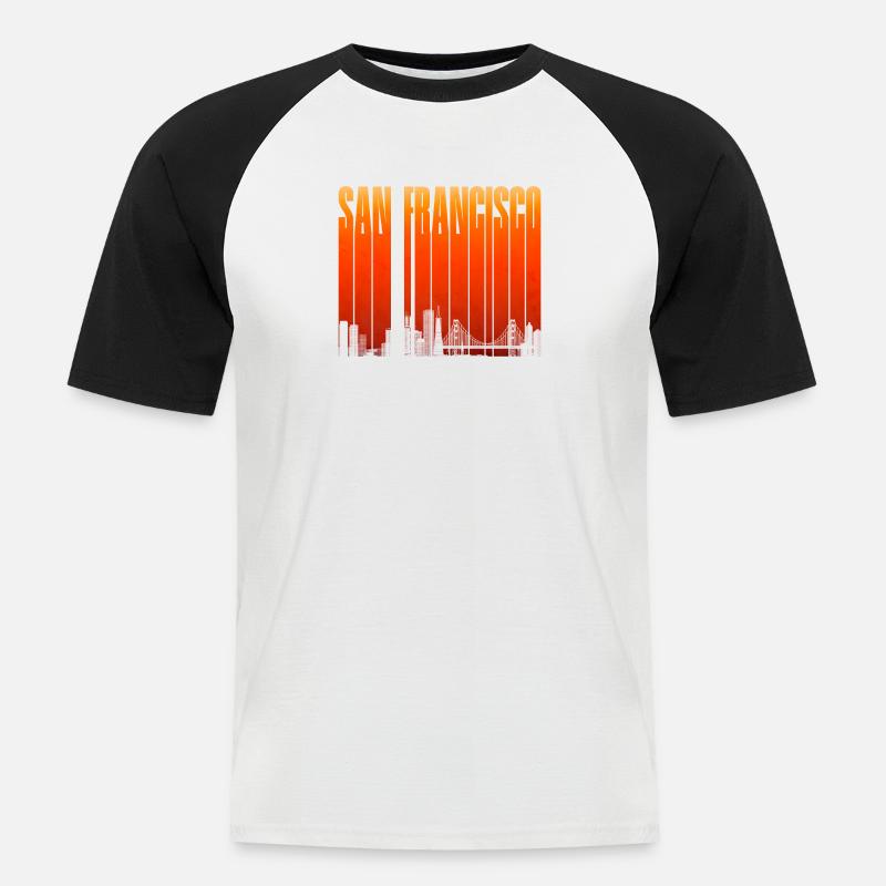 San Francisco Skyline Gradient - Männer Baseball-T-Shirt - Weiß/Schwarz