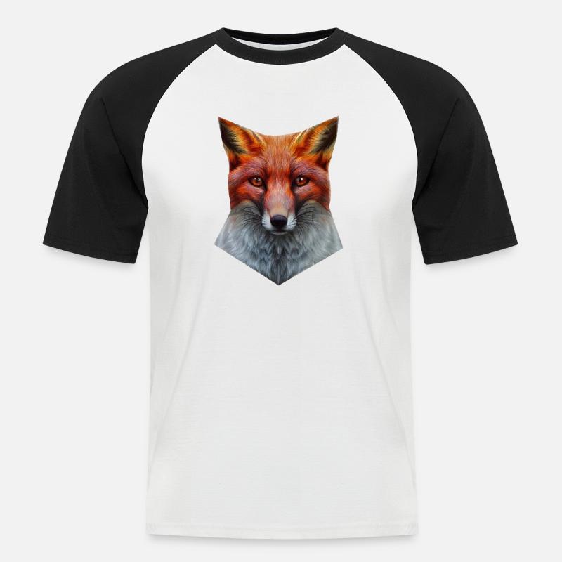 Fuchskopf - Männer Baseball-T-Shirt - Weiß/Schwarz
