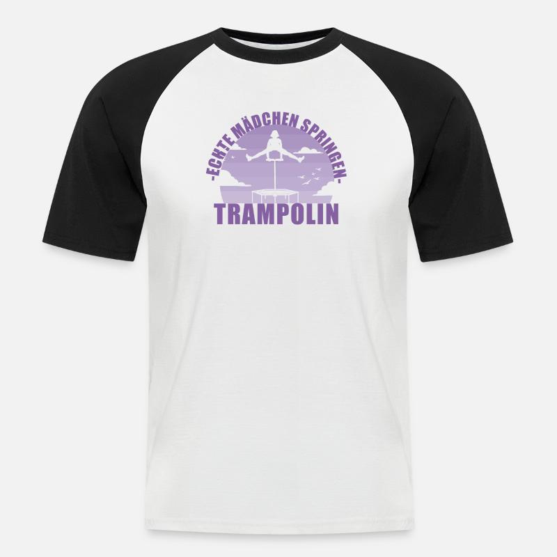 Echte Mädchen springen Trampolin Geschenk - Männer Baseball-T-Shirt - Weiß/Schwarz
