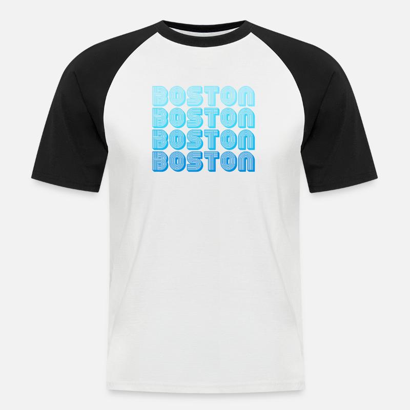 Boston Repeat Pattern Blue Gradient - Men's Baseball T-Shirt - white/black