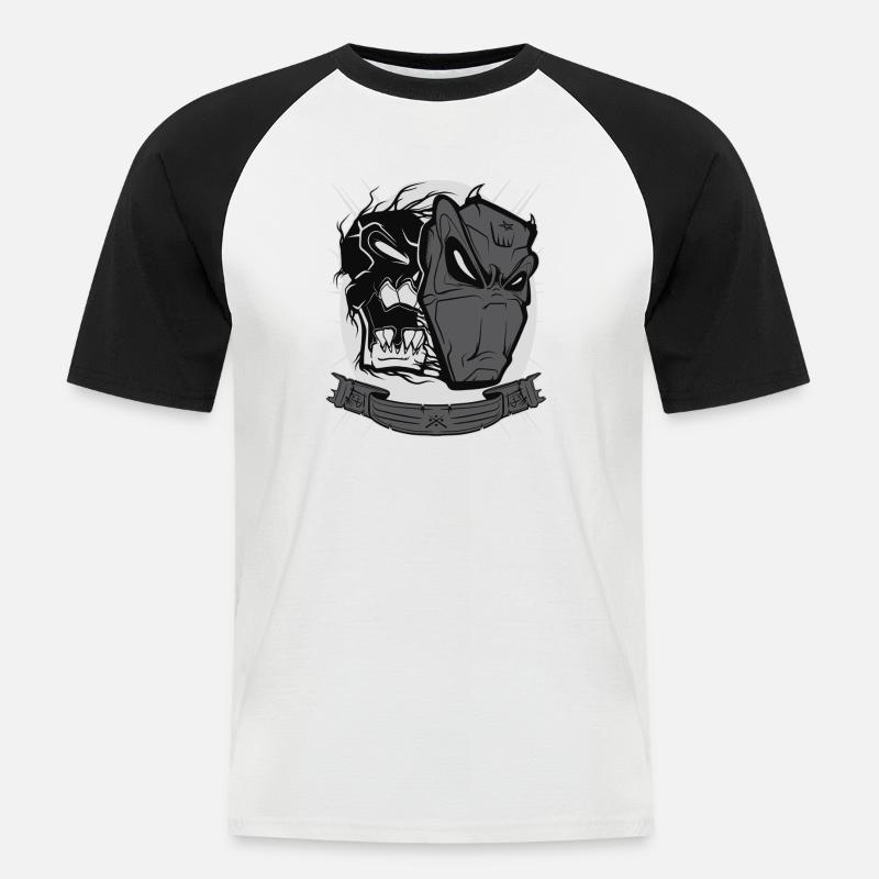 Devil mask - Männer Baseball-T-Shirt - Weiß/Schwarz