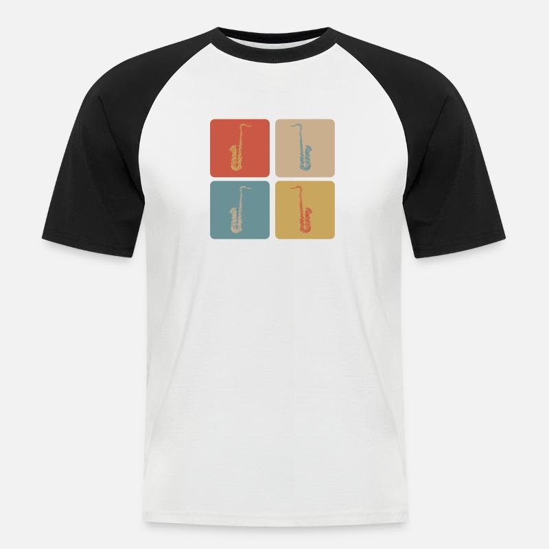 Saxophone Design - Männer Baseball-T-Shirt - Weiß/Schwarz