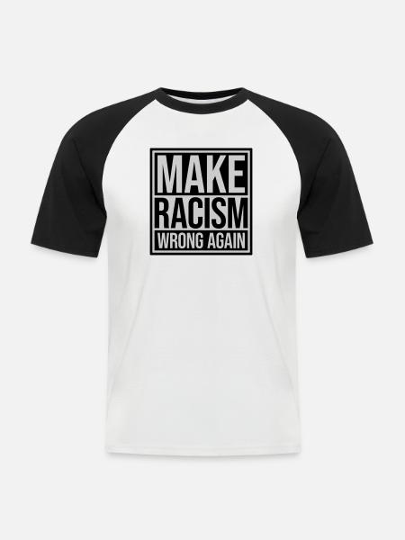 make racism wrong again - Men's Baseball T-Shirt - white/black