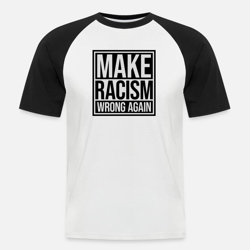 make racism wrong again - Männer Baseball-T-Shirt - Weiß/Schwarz