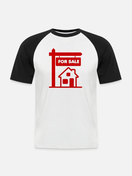 Rotes Logo-Schild mit zum Verkauf - Männer Baseball-T-Shirt - Weiß/Schwarz