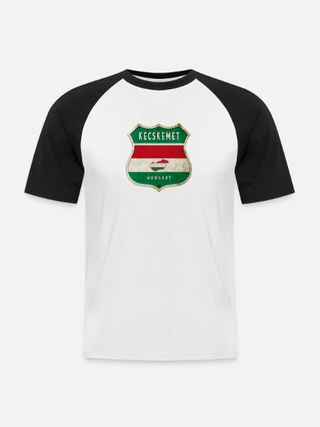 Kecskemét Ungarn Wappen Flaggen Design - Männer Baseball-T-Shirt - Weiß/Schwarz