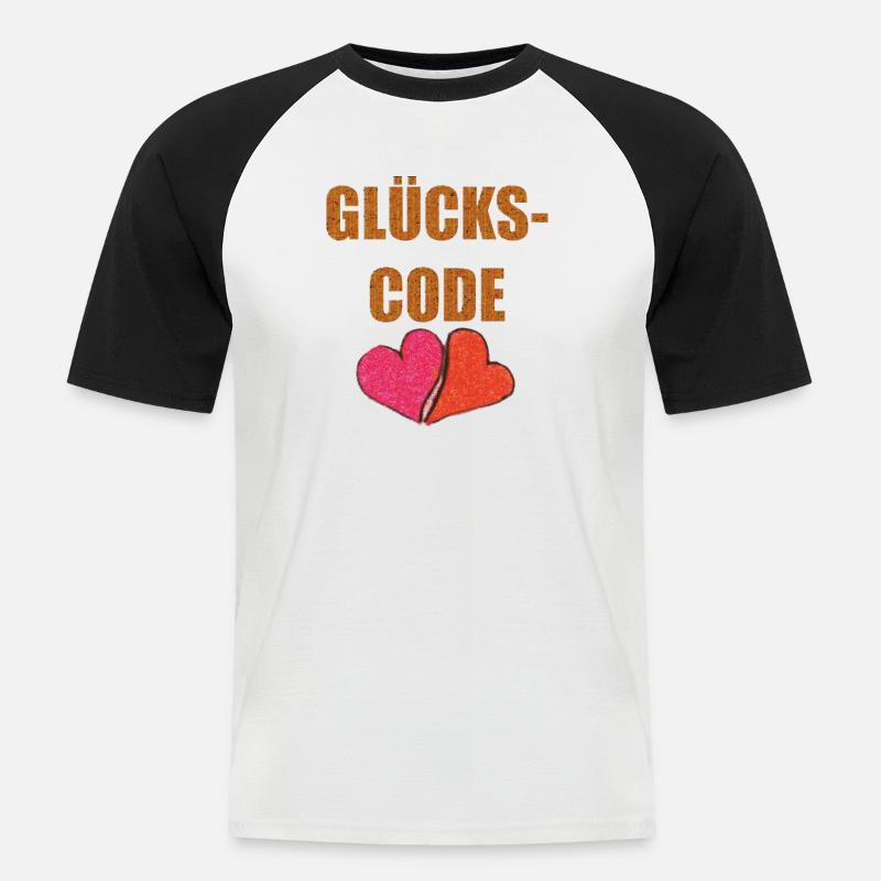 GLÜCKS CODE - Männer Baseball-T-Shirt - Weiß/Schwarz