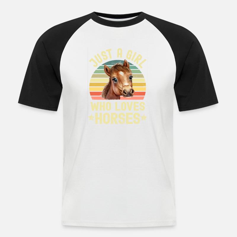 Pferd Pferde - Männer Baseball-T-Shirt - Weiß/Schwarz