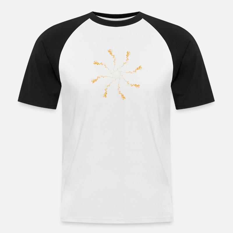 Firework pixel | gekreiseltes Windrad - Männer Baseball-T-Shirt - Weiß/Schwarz