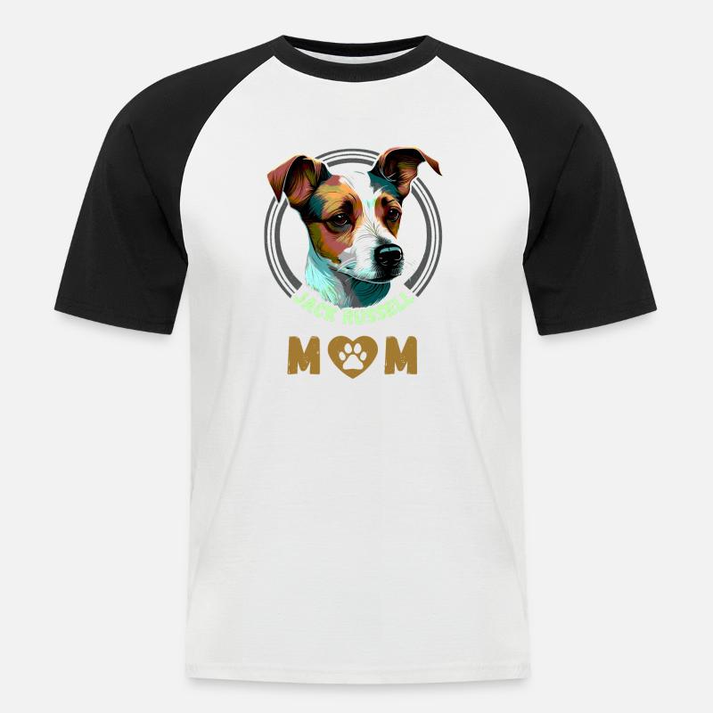 Jack Russell Mom - Männer Baseball-T-Shirt - Weiß/Schwarz