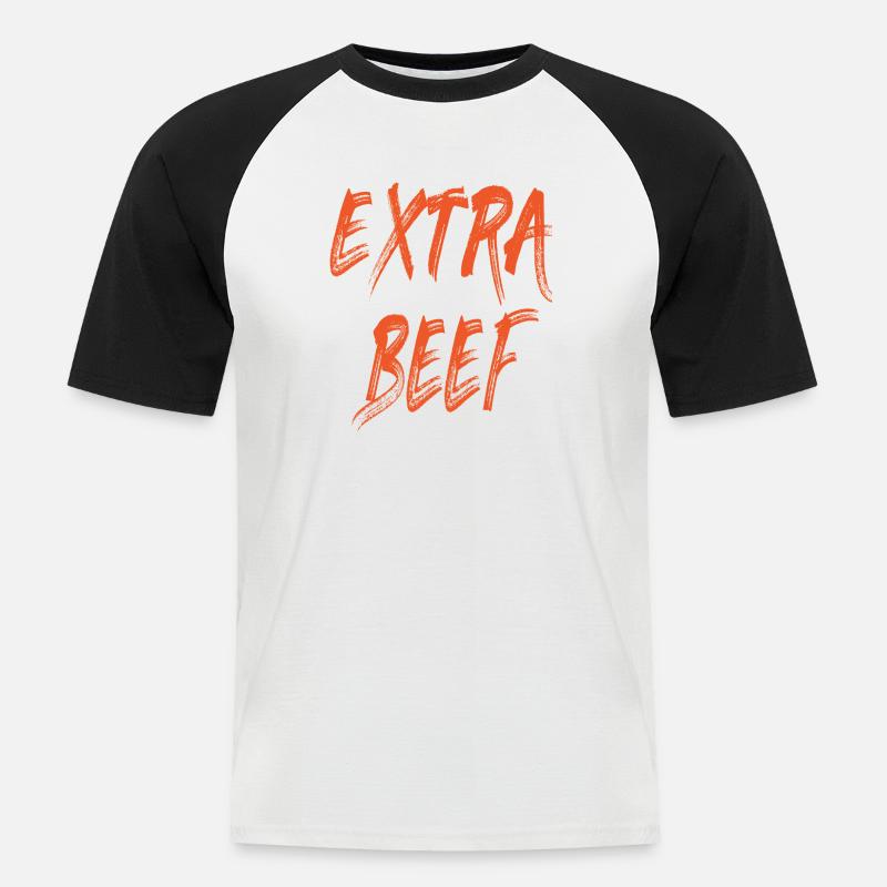 Das Extra Rindfleisch - Männer Baseball-T-Shirt - Weiß/Schwarz