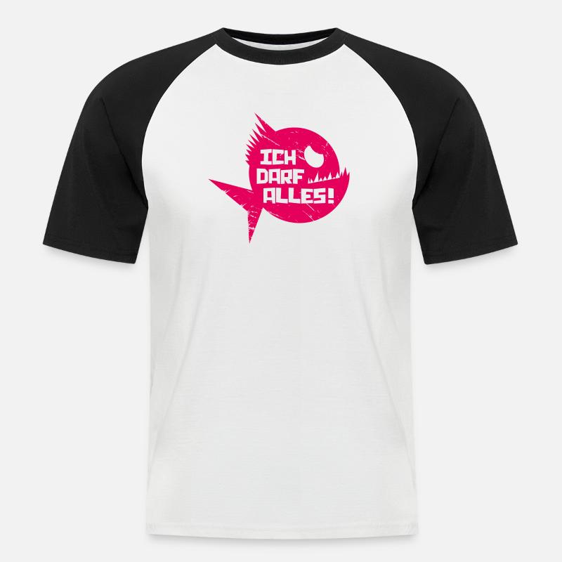 piranhadarfalles - Männer Baseball-T-Shirt - Weiß/Schwarz