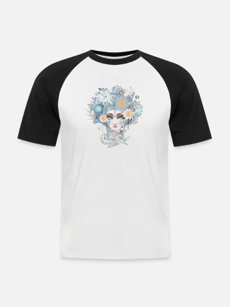 Mermaid portrait in cool pastel colors - Men's Baseball T-Shirt - white/black