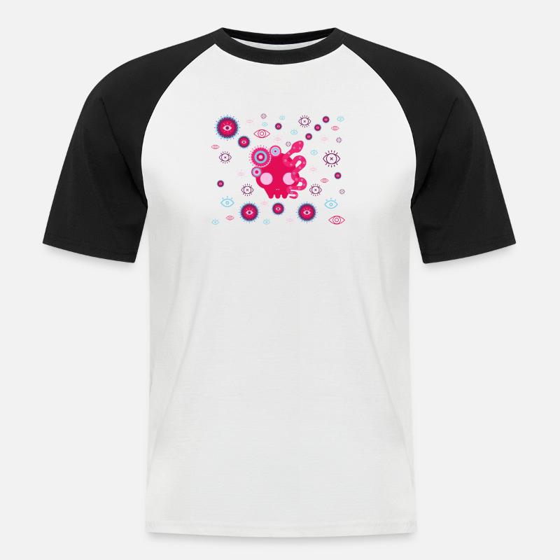 Rosa Tentakelaugen - Männer Baseball-T-Shirt - Weiß/Schwarz