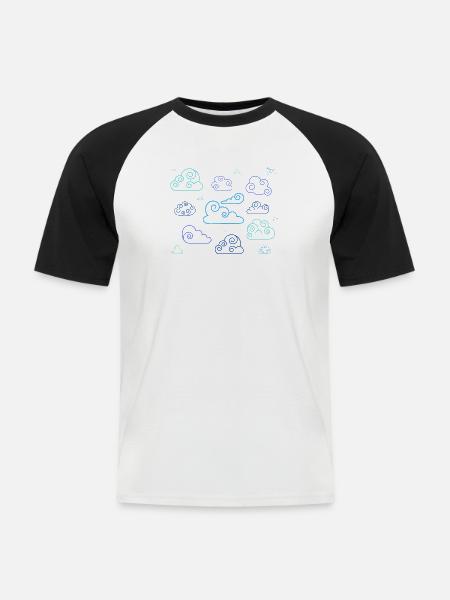 Neon Spiral Clouds - Men's Baseball T-Shirt - white/black