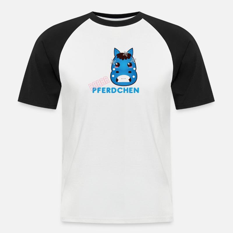 ! Brrr Pferdchen - Winter Pony - Männer Baseball-T-Shirt - Weiß/Schwarz