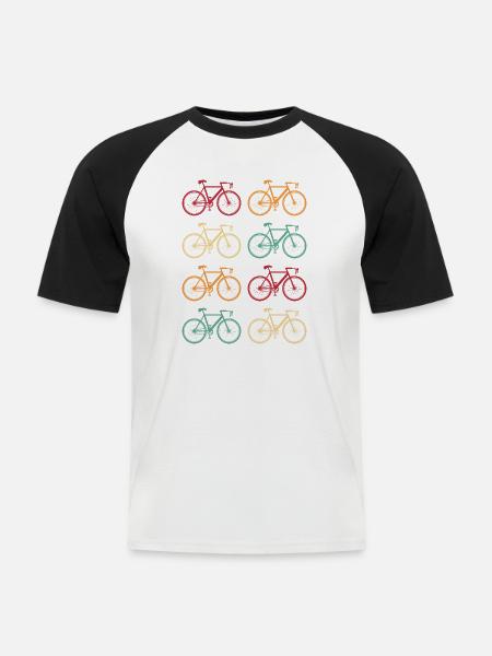 Fahrrad Bunte Fahrräder Retro - Männer Baseball-T-Shirt - Weiß/Schwarz