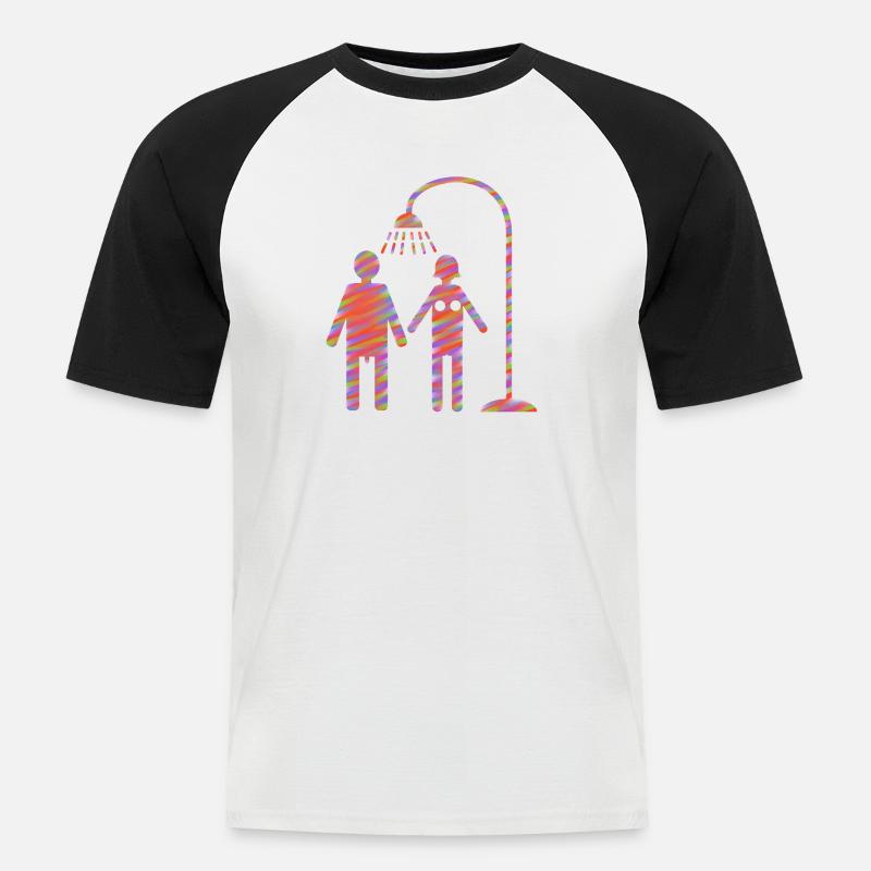  unter der Dusche Duschen - Männer Baseball-T-Shirt - Weiß/Schwarz