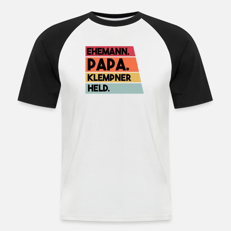 Ehemann Papa Klempner Held - Männer Baseball-T-Shirt - Weiß/Schwarz