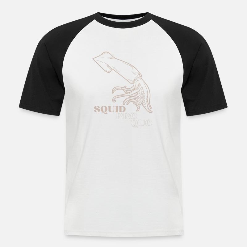 Squid Pro Quo Line Art-Raster - Männer Baseball-T-Shirt - Weiß/Schwarz
