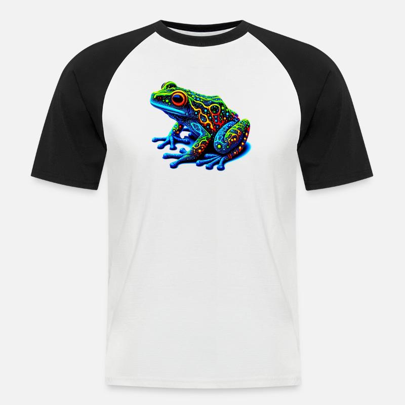 Frosch - Männer Baseball-T-Shirt - Weiß/Schwarz