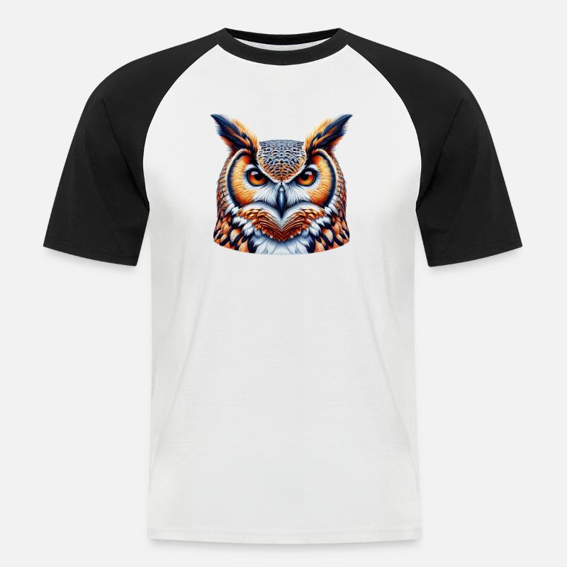 Eule - Männer Baseball-T-Shirt - Weiß/Schwarz