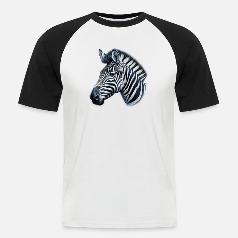 Zebra - Männer Baseball-T-Shirt - Weiß/Schwarz