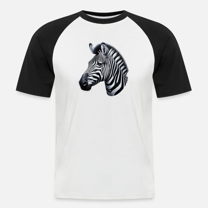Zebra - Männer Baseball-T-Shirt - Weiß/Schwarz