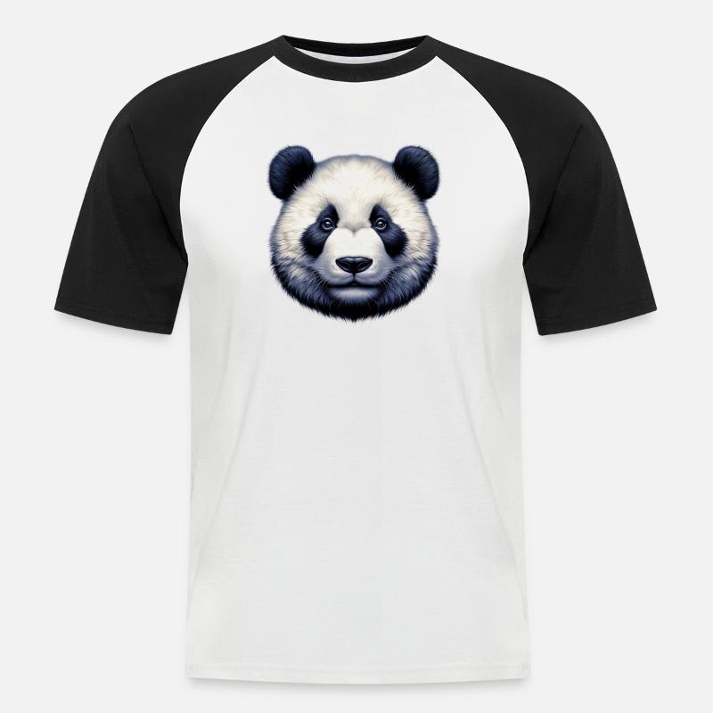 Panda - Männer Baseball-T-Shirt - Weiß/Schwarz