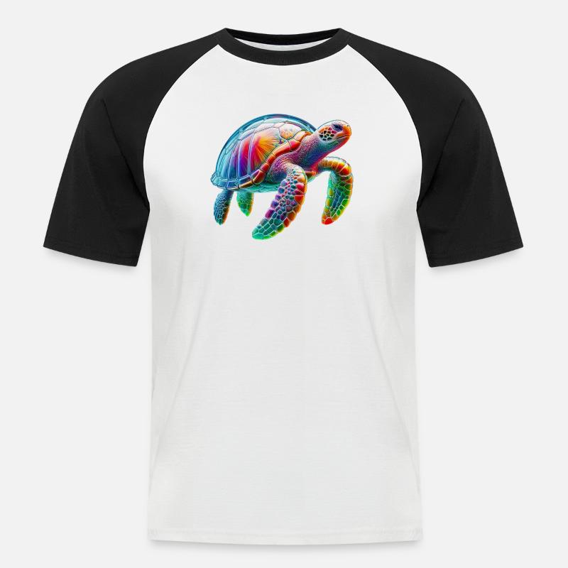 Schildkröte - Männer Baseball-T-Shirt - Weiß/Schwarz