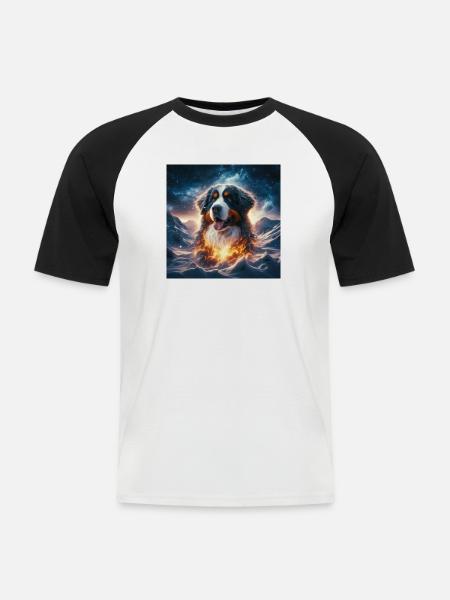 Bouvier bernois - T-shirt baseball manches courtes Homme - blanc/noir