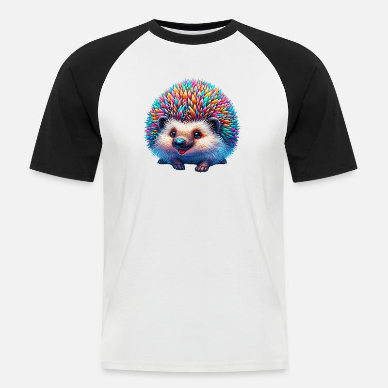 Igel - Männer Baseball-T-Shirt - Weiß/Schwarz