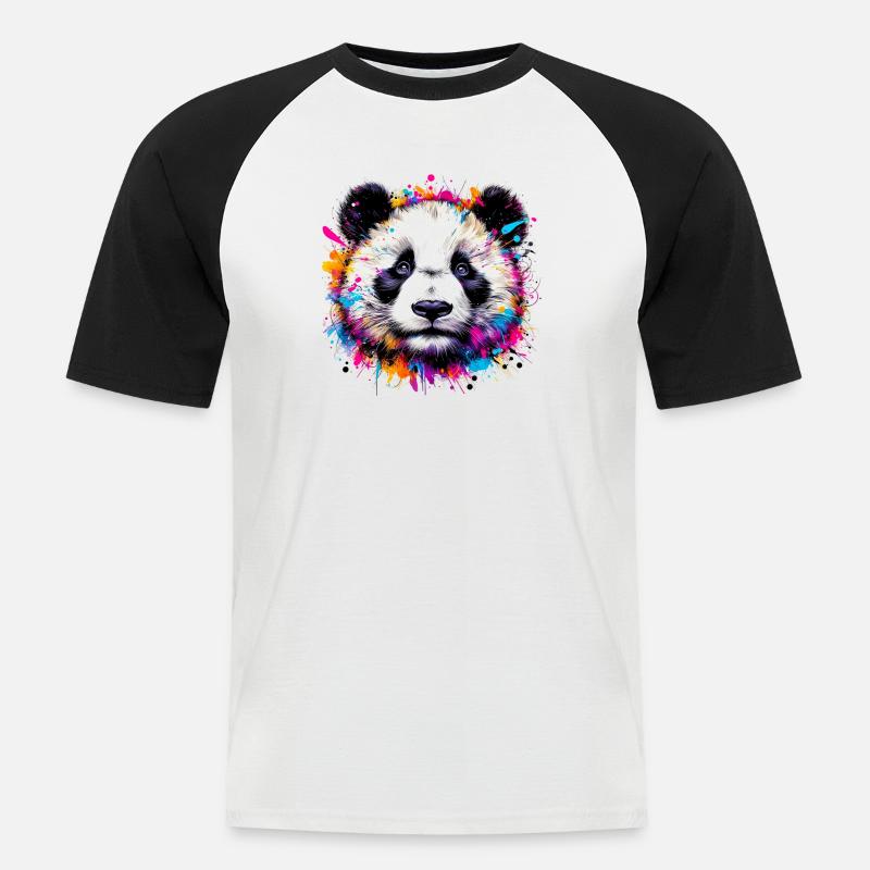 Panda - Männer Baseball-T-Shirt - Weiß/Schwarz
