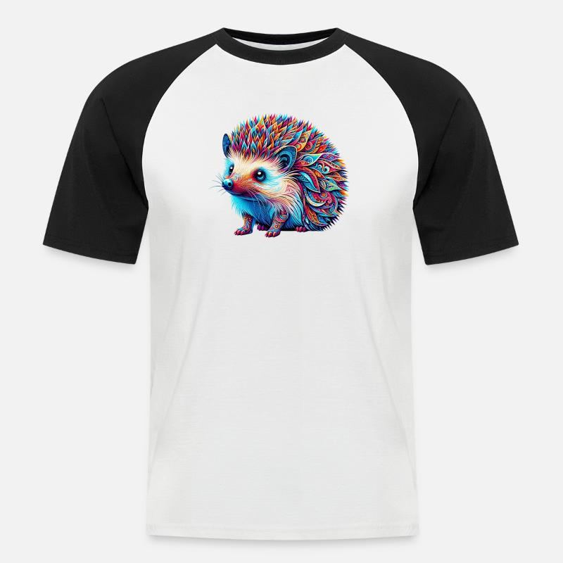 Igel - Männer Baseball-T-Shirt - Weiß/Schwarz