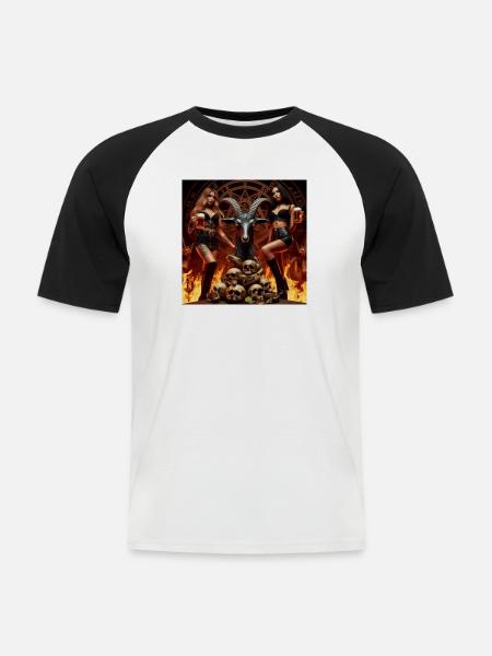 Bier-Metalheads in der Unterwelt - Männer Baseball-T-Shirt - Weiß/Schwarz