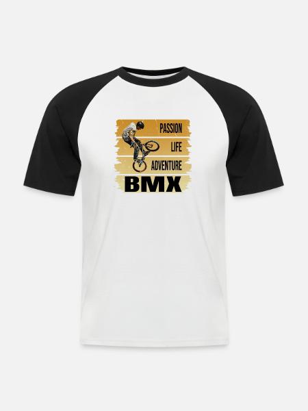 Passion - Life - Adventure - BMX - Männer Baseball-T-Shirt - Weiß/Schwarz