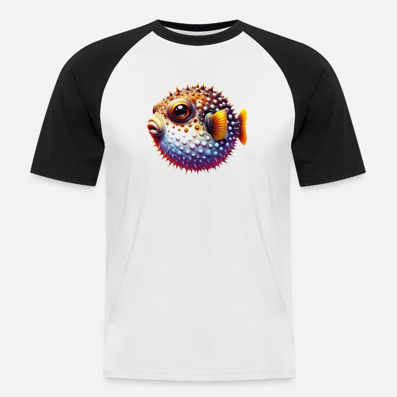 Pesce Palla - Maglia da baseball a manica corta da uomo - bianco/nero
