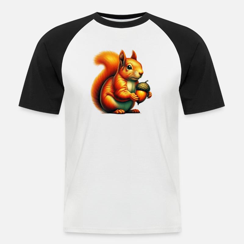 Eichhörnchen - Männer Baseball-T-Shirt - Weiß/Schwarz
