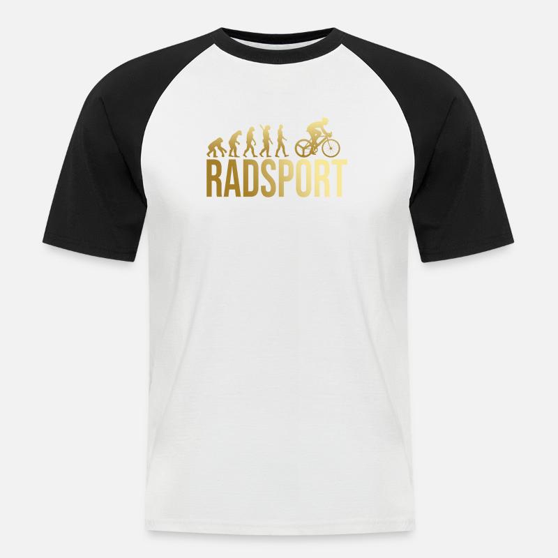 Evolution Radsport - Männer Baseball-T-Shirt - Weiß/Schwarz