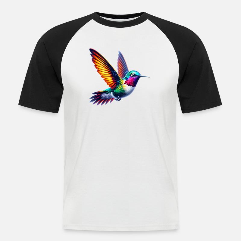 Kolibri - Männer Baseball-T-Shirt - Weiß/Schwarz