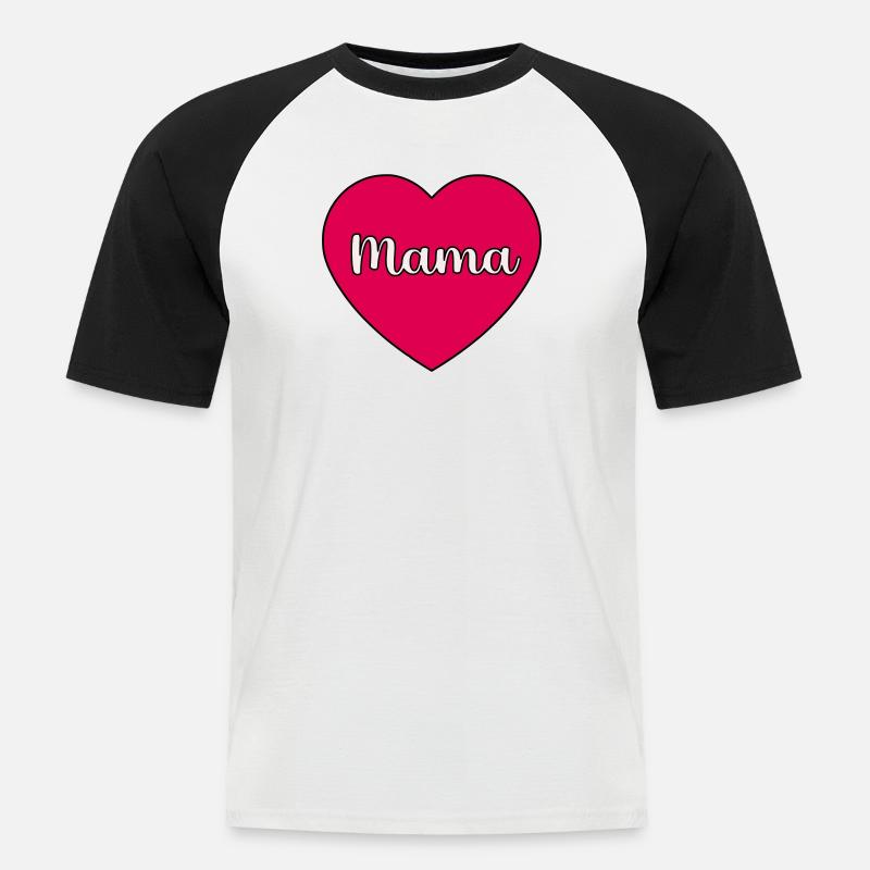 Mama-Herz - Männer Baseball-T-Shirt - Weiß/Schwarz