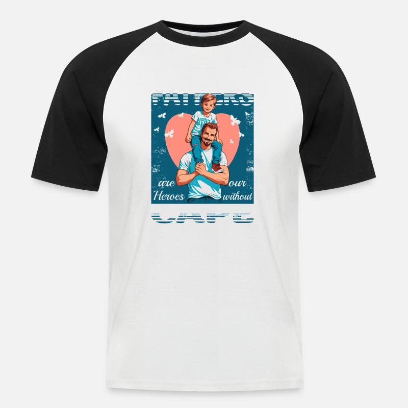 Väter sind Helden - Männer Baseball-T-Shirt - Weiß/Schwarz