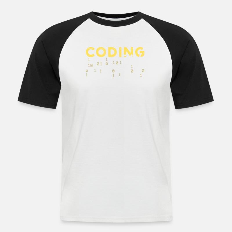 Coden Statement Développeur Programmeur Scripting - T-shirt baseball manches courtes Homme - blanc/noir