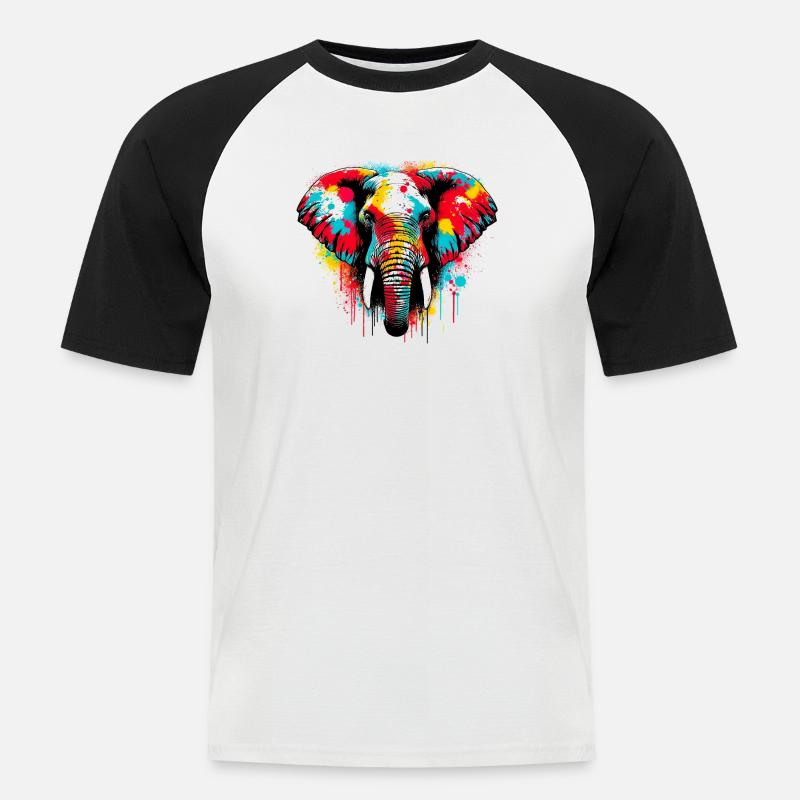 Elefant - Männer Baseball-T-Shirt - Weiß/Schwarz