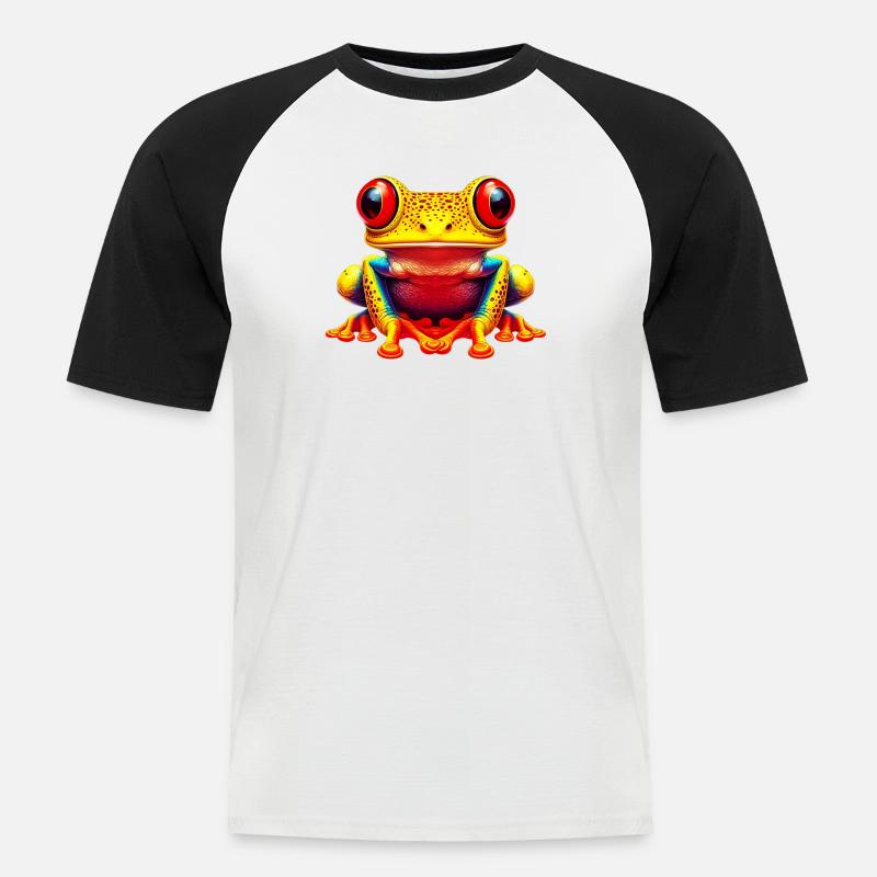 Frosch - Männer Baseball-T-Shirt - Weiß/Schwarz