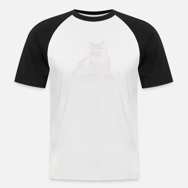 White Cat Patterns Light Strokes - Men's Baseball T-Shirt - white/black