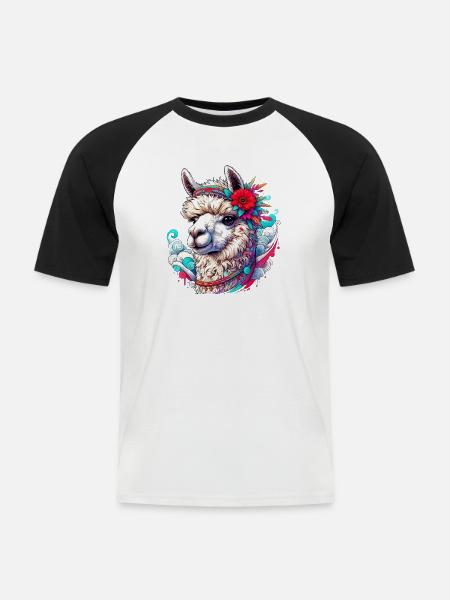 Alpaca - Men's Baseball T-Shirt - white/black