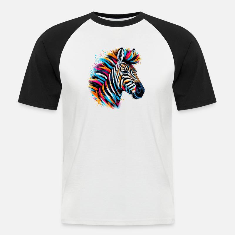 Zebra - Männer Baseball-T-Shirt - Weiß/Schwarz