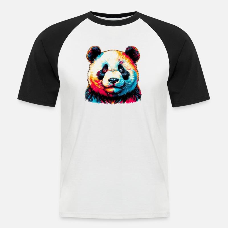 Panda - Männer Baseball-T-Shirt - Weiß/Schwarz