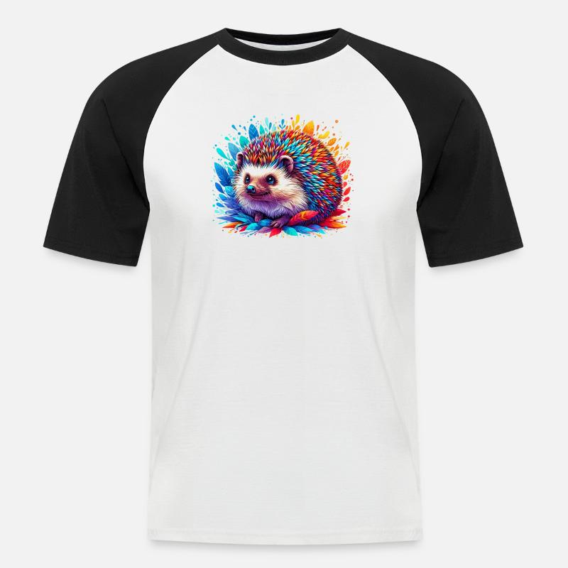 Igel - Männer Baseball-T-Shirt - Weiß/Schwarz